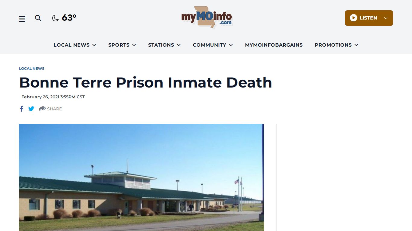 Bonne Terre Prison Inmate Death - My Mo Info